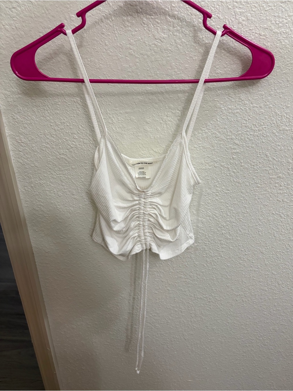 NWT Caution To The Wind White Ruched Cropped Cami